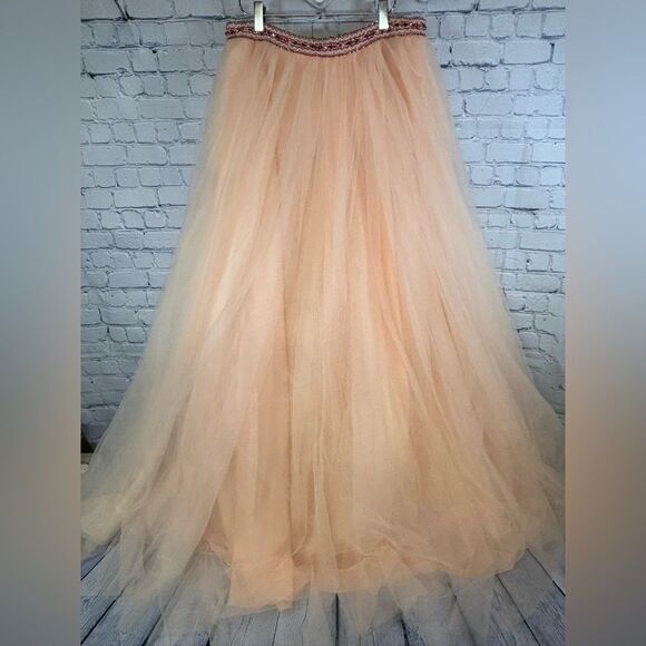 NWT 2 CUTE J Michaels Blush Peach Tulle Two Piece Formal Prom Wedding Dress 16 - Picture 6 of 16